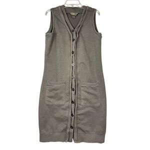 The Territory Ahead 100% Cotton Gray Sleeveless Button Down Dress, Size Large